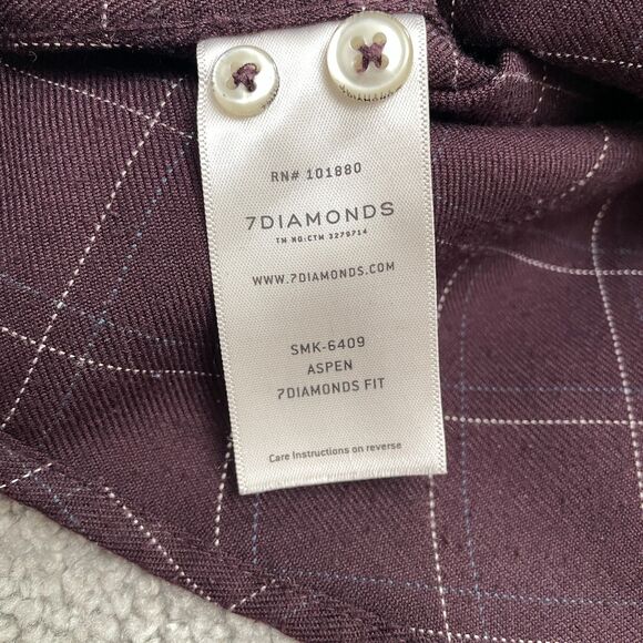 7 Diamonds Aspen Flannel Button Down Shirt Mens Medium Plaid Dark Red Casual Top - Picture 6 of 14